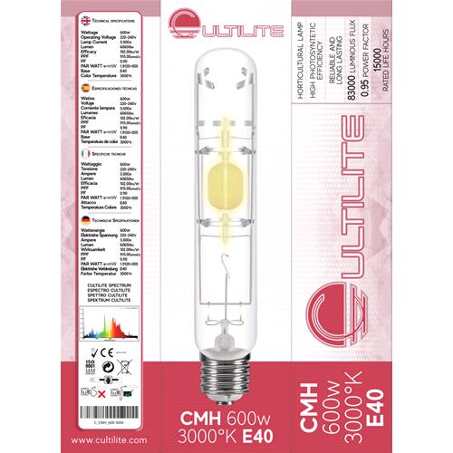 Lampe De Culture MH Cultilite 600 W - 6400 K, Culot E40 - Pour Phase Végétative Des Plantes